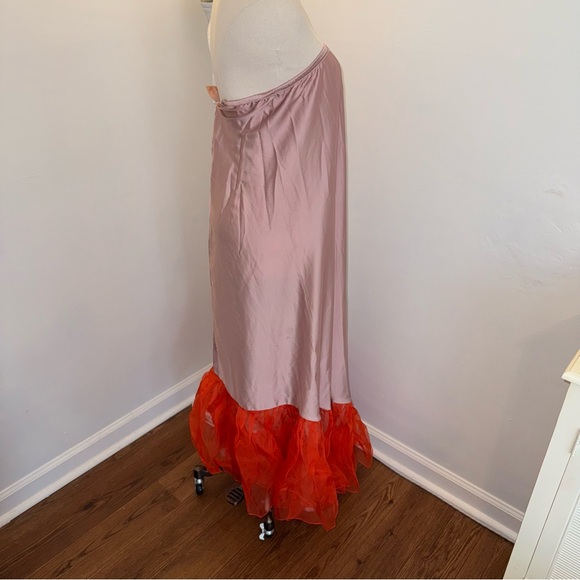 Johanna Ortiz Women’s Size 6 Pink Orange Tulle Silk Strapless Dress Maxi Skirt - Picture 8 of 15
